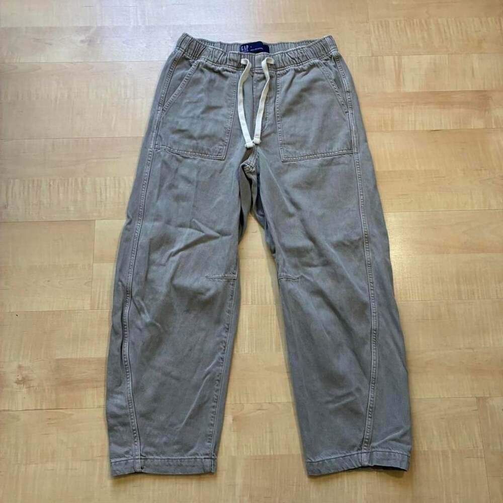 Gap Denim Pull-On Barrel Jeans Size S Taupe Grey Twill Pants